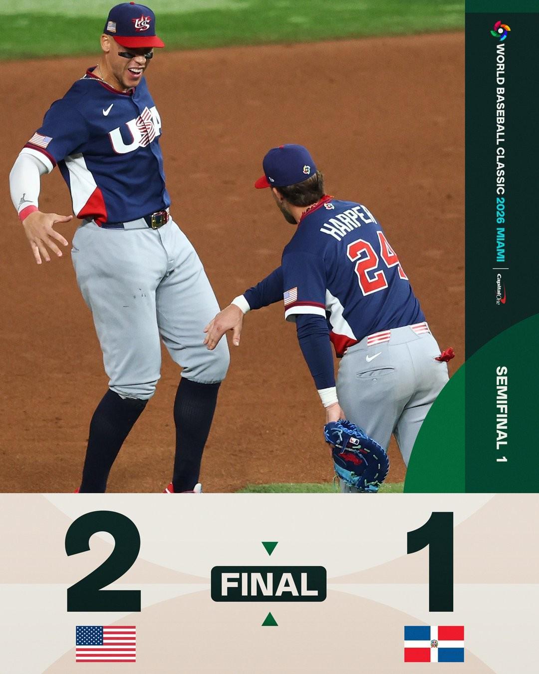 8868链接-美国2-1险胜多米尼加挺进WBC决赛，九局下关键球判罚引争议